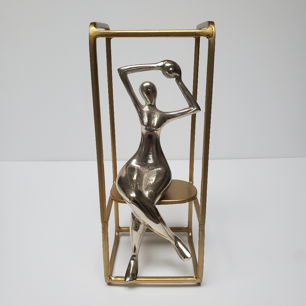 Seated Nude with Ball Brass Sculpture Decor made in India